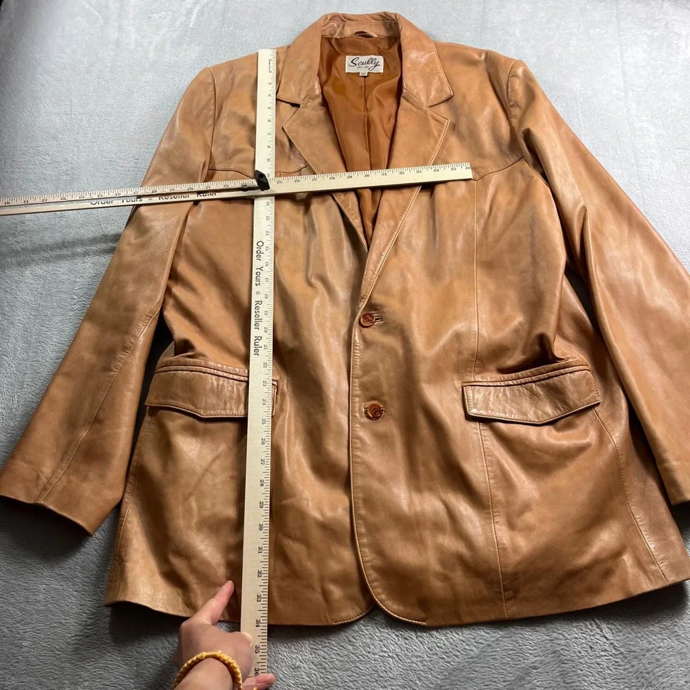 Scully Mens‎ Tan Genuine Leather Western Yoke Blazer Sport Coat Jacket 48L